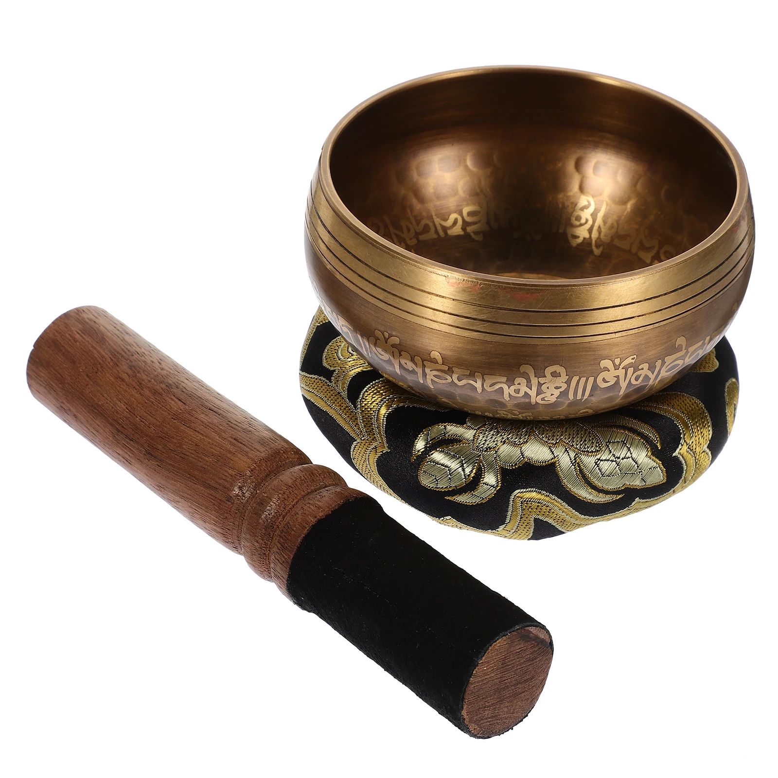 

1 Set Copper Singing Meditation Tool Yoga Lightweight Portable Bowl With Mallet Mat Handcrafted Sound