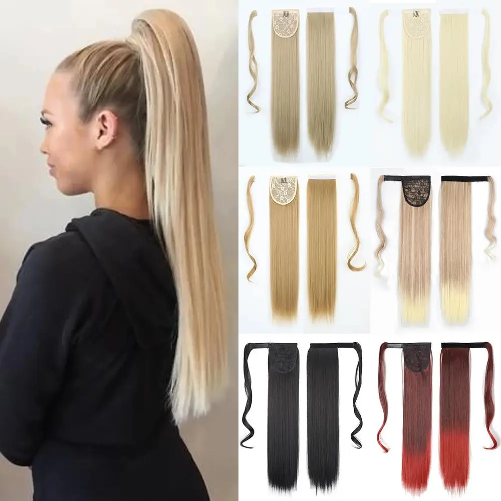 アズクイーン合成ロングストレート巻き付けクリップ式テールヘアエクステンション高品質中国メーカーノーブランド登録なし