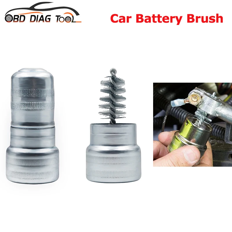 Cepillo de batería de coche, limpiador de Cable de Terminal, corrosión de suciedad, cepillos de acero inoxidable, limpieza de lavado automotriz, cepillo de Cable de batería
