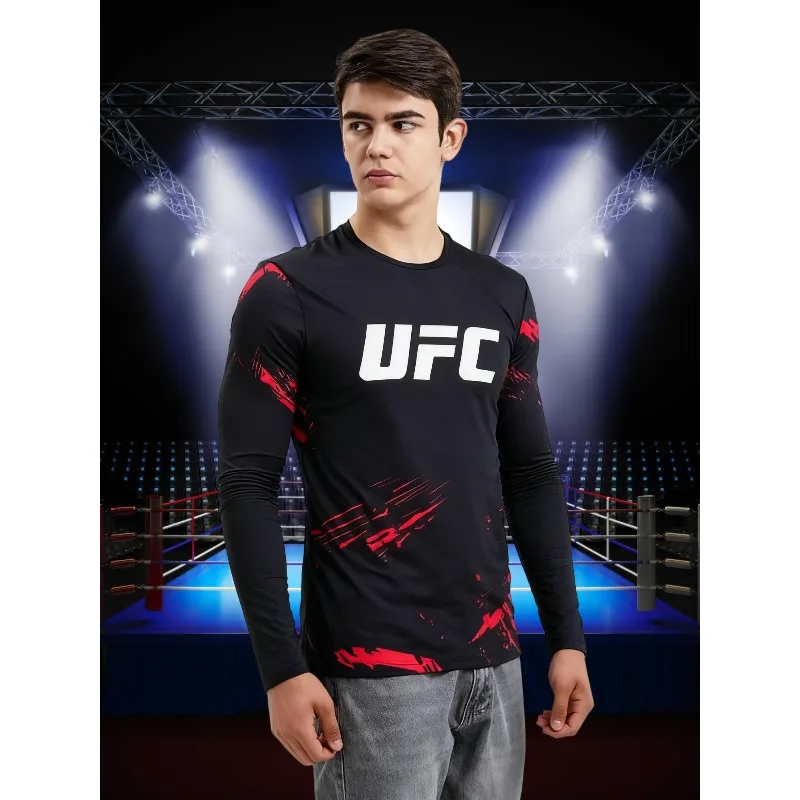 

MOTO-2025 UFC fighting plus size boxing sports long sleeved T-shirt men's casual quick drying breathable top