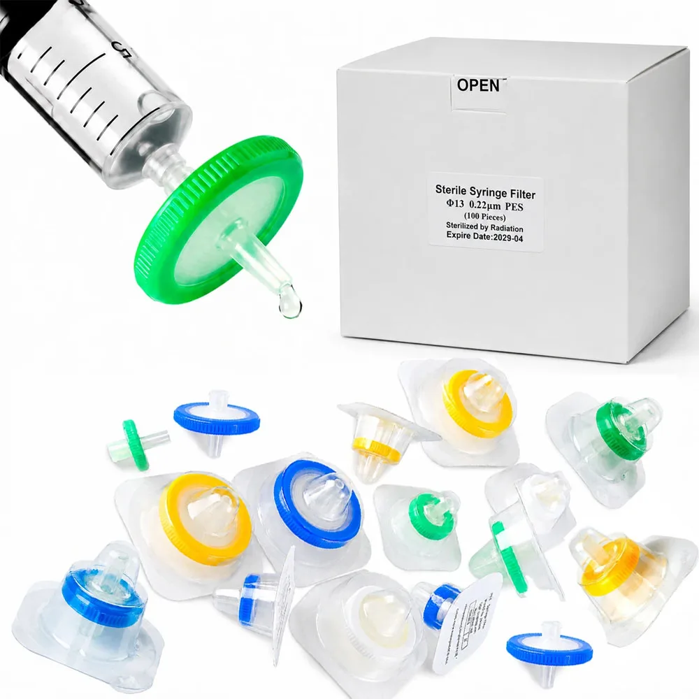 1Box PES Nylon 13mm 25mm Syringe Filters, Luer Lock/Hose Barb, 0.22/0.45um Sterile Individually Packed for Lab Scientific Use