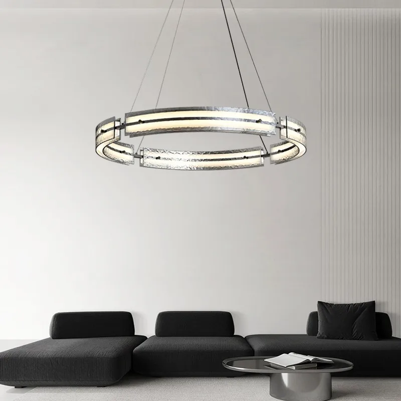 

High End Design Sense Living Room Pendant Lamp Dining Room Ring LED Nordic Light Luxury Bedroom Main Lamp All Copper Lamp