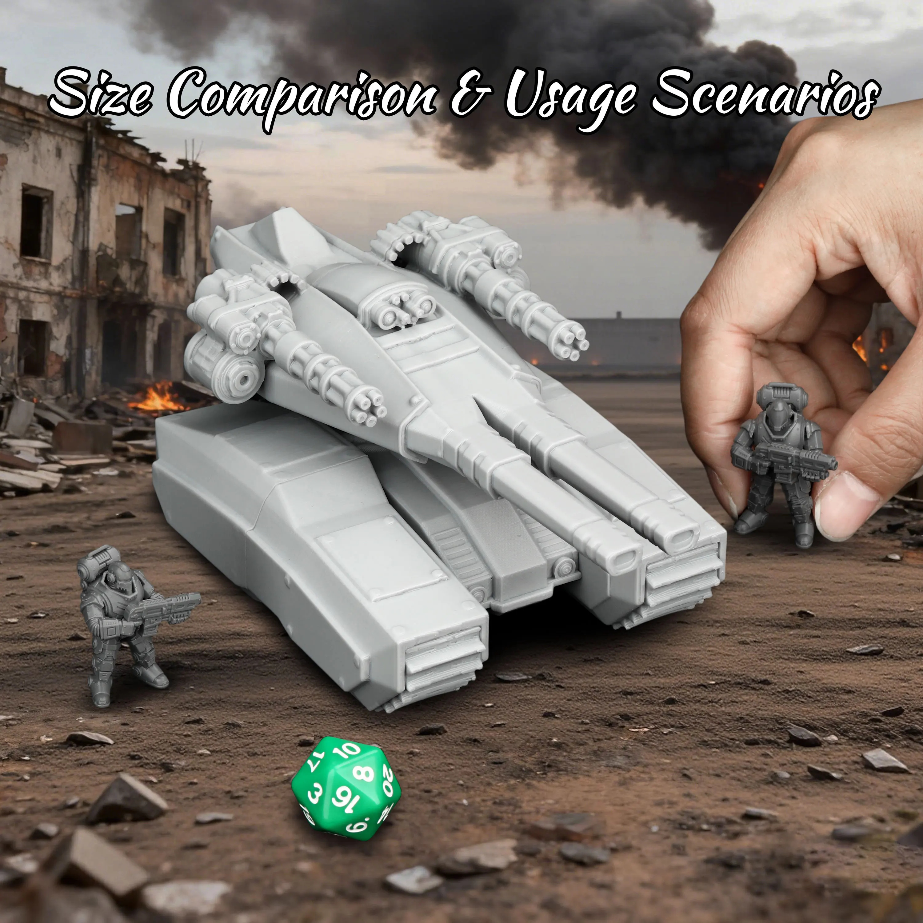 Heavy Sci-Fi Unit Miniature Set - Modular Support Vehicle Model for Tabletop Roleplay Games, Easy Assembly Display & Collection