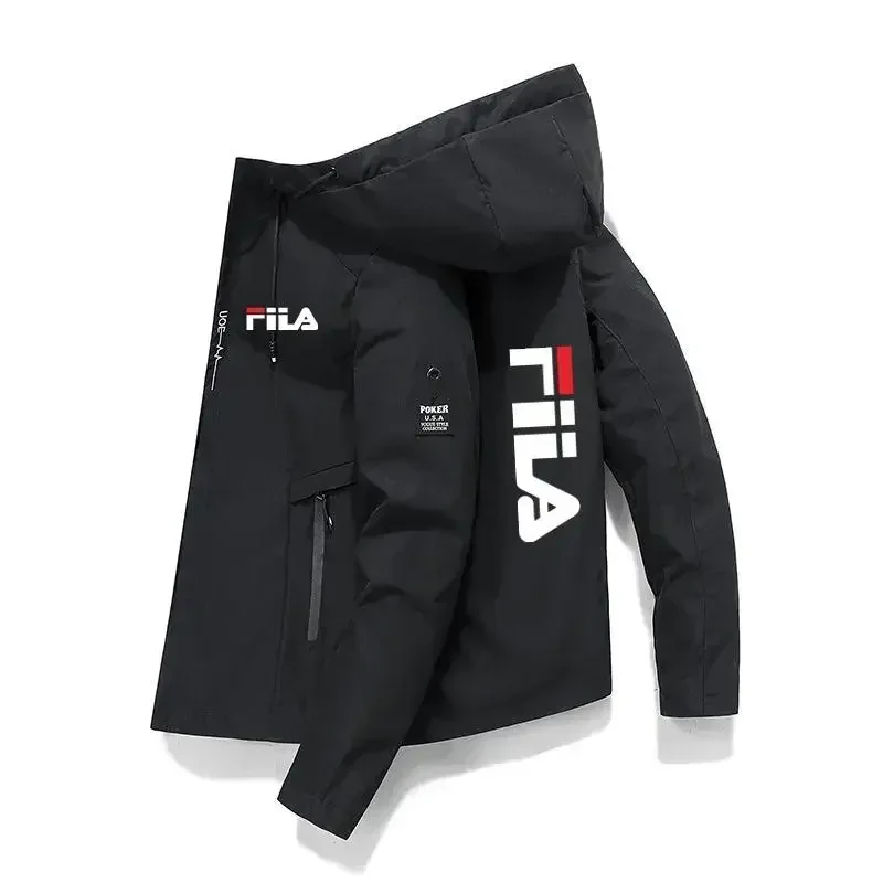 Spring Autumn New Men Printed Hooded Zipper Jacket Waterproof Windproof Outdoor Casual Sports Streetwear Coat