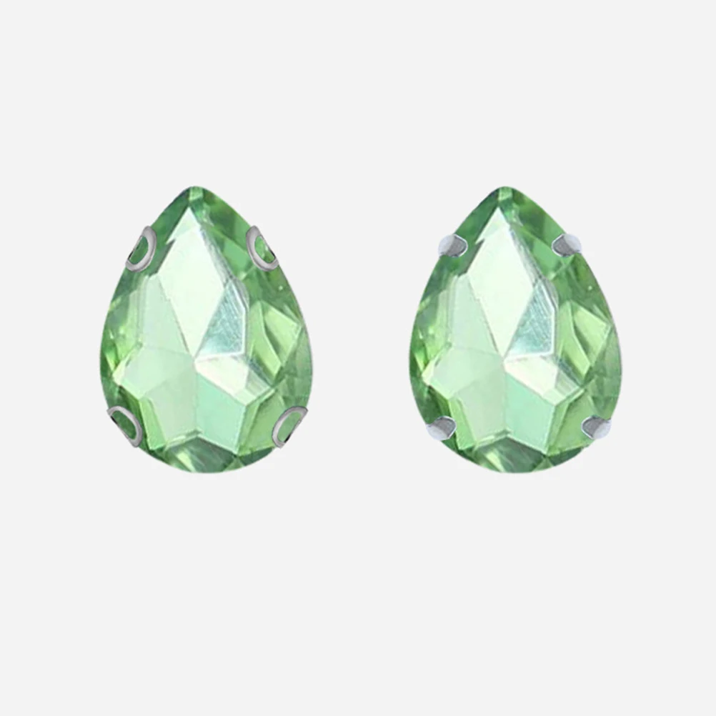 

50Pcs Water Drop Rhinestones 18x25mm Light Green Glass Claw Crystals for Apparel Decoration Sew on Sparkling Teardrop Crystal