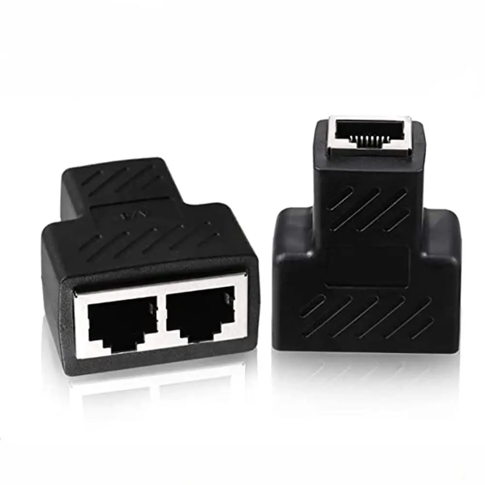 Adapter rozgałęźnika, złącze sieciowe USB 1 na 2, podwójne gniazdo LAN Ethernet Przedłużacz kabla odpowiedni dla Cat5 Cat5e Cat6 Cat7