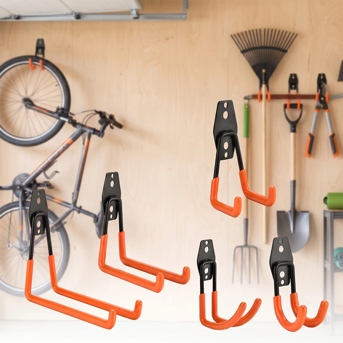 Gancho Metálico Resistente para Organización de Garaje, Soporte de Pared para Bicicletas, Ganchos Antideslizantes para Escaleras, Gancho de Almacenamiento para Herramientas de Jardín