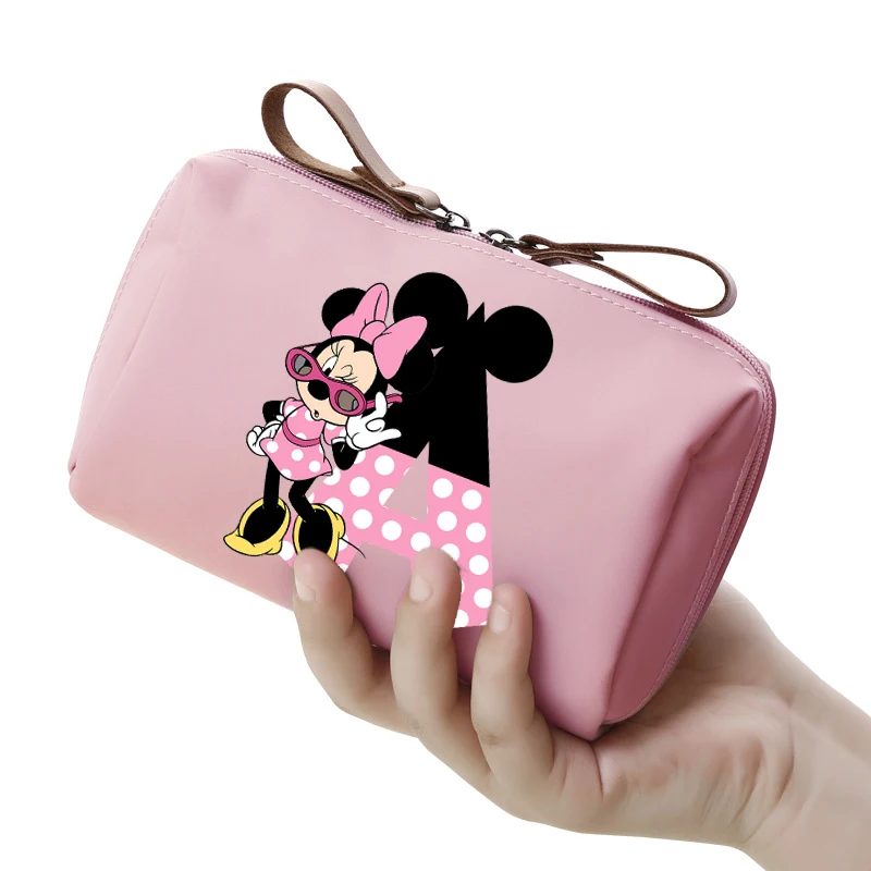 Minnie Mickey Mouse Disney Cosmetic Bag for Women Cartoon Storage Pouch Travel Portable Toiletry Bags Outdoor Makeup HandBag