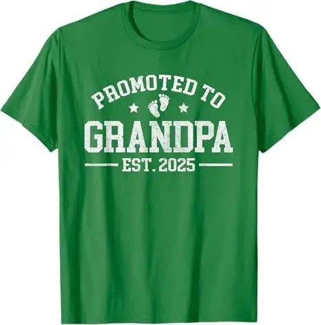 Promoted To Grandpa Est. 2025 Grandparents Baby Announcement T-Shirt Gift Cool First Time Grandfather in 2025 Saying Tee Apparel