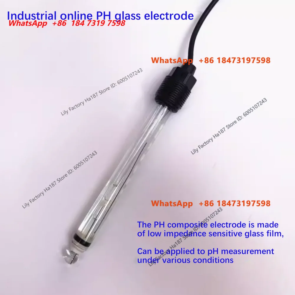 Industrial On-Line High Temperature PH Glass Electrode, Strong Acid and Strong Base PH Electrode, Corrosion Resistant PH Probe