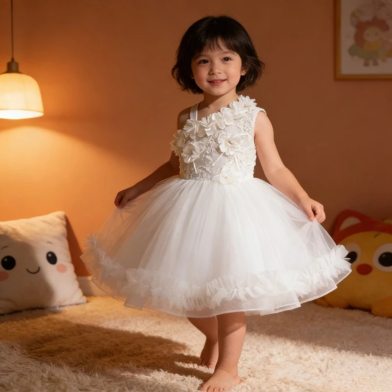 

First Birthday Princess Dress Children's Half Suspender Gauze Dress Girls' Performance Theme Dress Spring Party Dress
