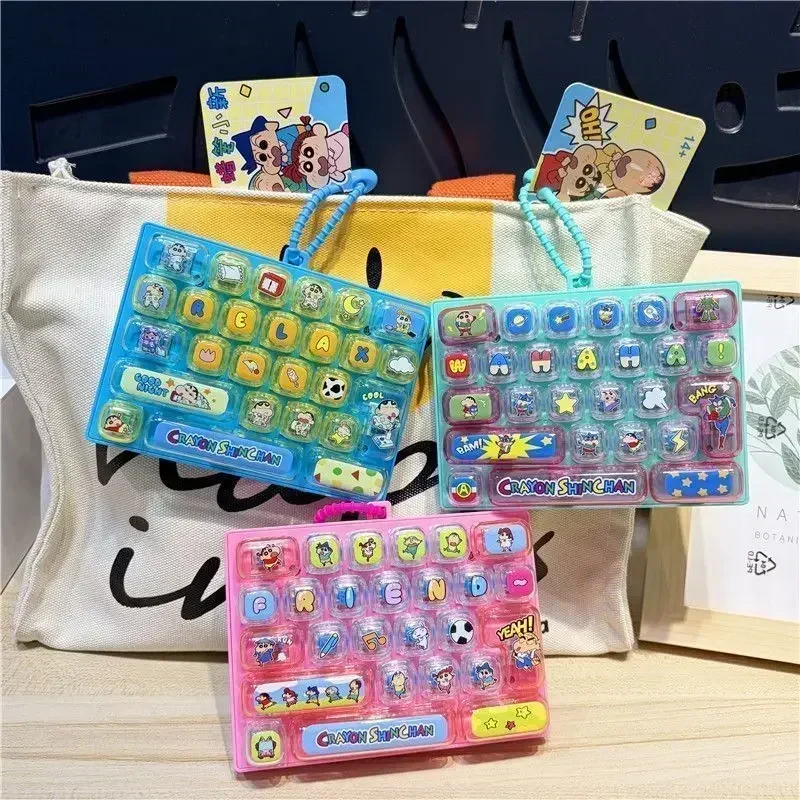 26-key Crayon Shin-chan Keyboard Keychain Stress Relief Toy Student Bag Charm CoupleBag Decoration Keychain Anime Figure Cosplay view 4