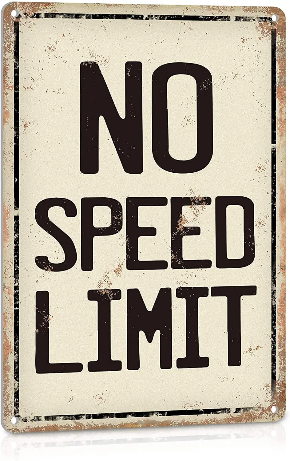 No Speed Limit Vintage Reproduction Funny Garage Man Cave Metal Sign, Home Room Road Garage Living Room Farmhouse Wall Decor