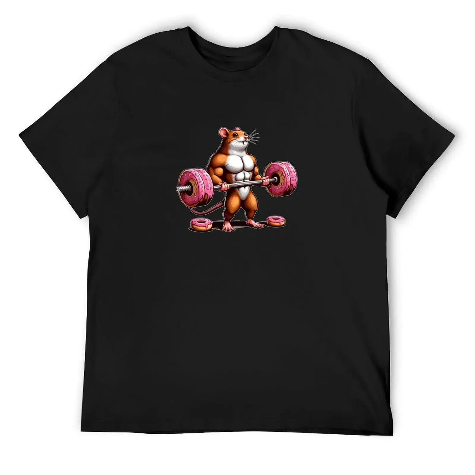 Donut Workout: Cute Gym Training Rat With Muscle T-Shirt boys animal print anime t shirts aesthetic clothes men tshirt