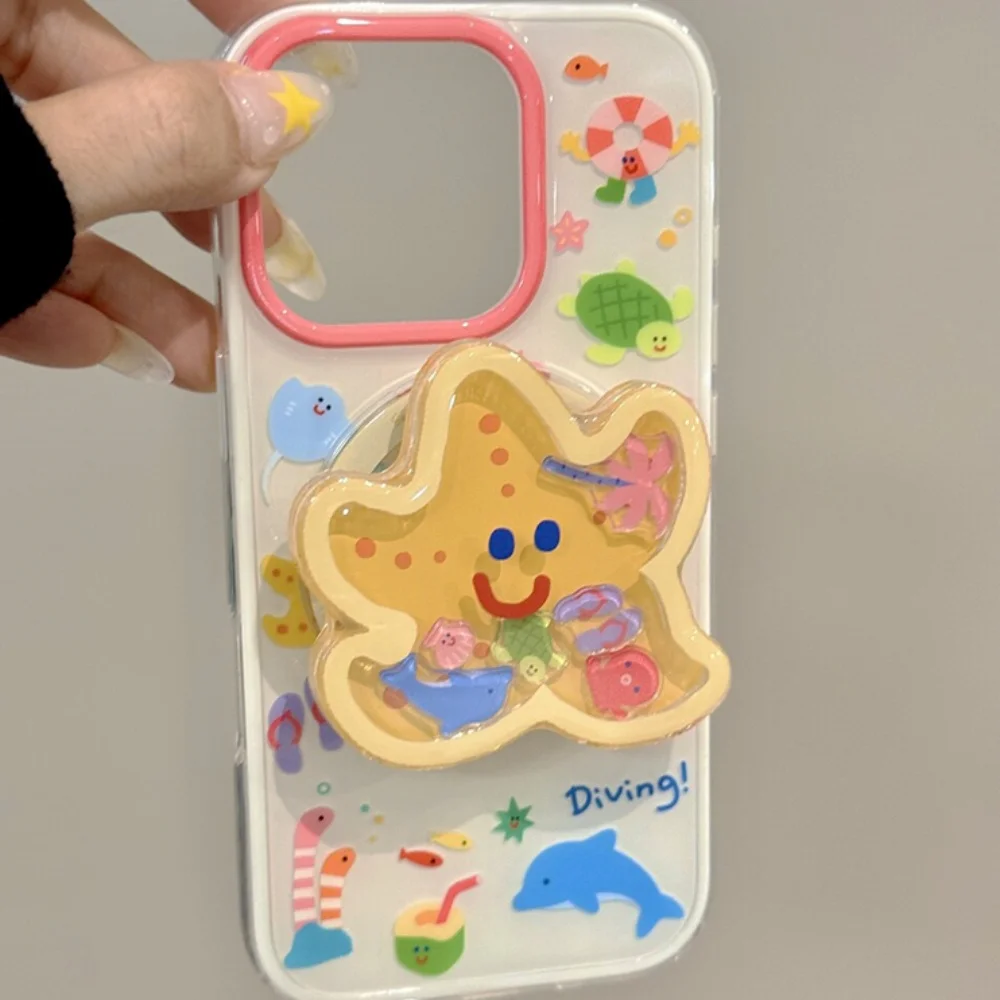 Leuke Cartoon Drijfzand Schudden Zeester voor Magsafe Griptok Houder Telefoon Vinger Ring Stand Ondersteuning voor IPhone 15 Meisje Beugel