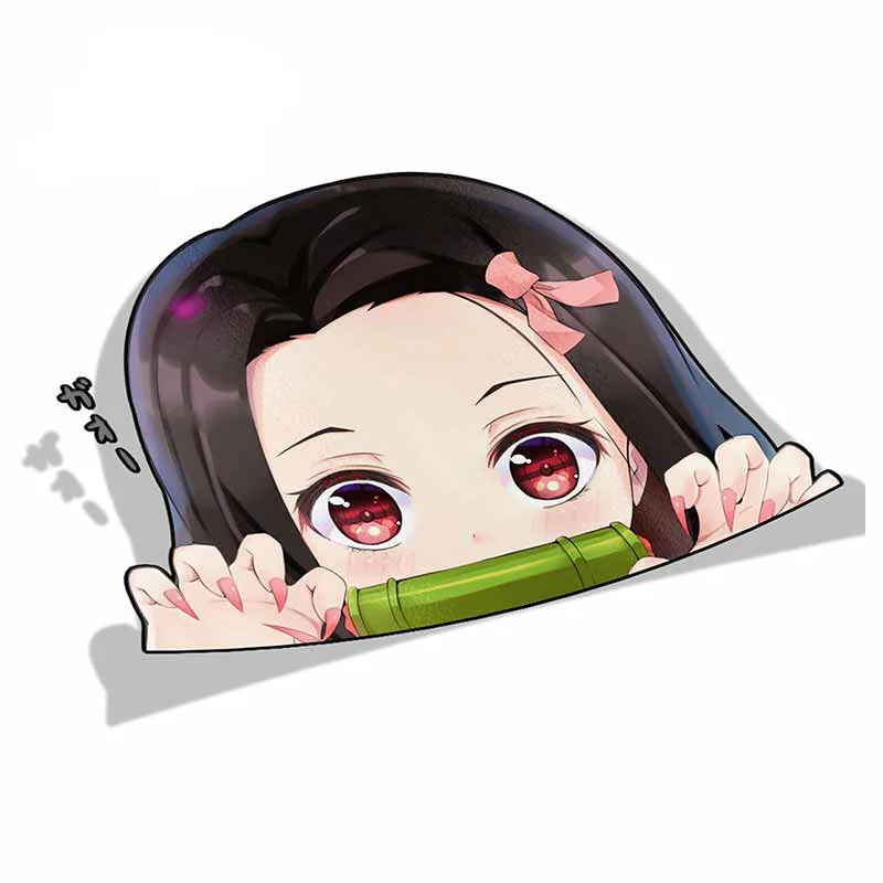 Hot Selling Sexy Cartoon Car Sticker Nezuko Kamado Demon Slayer Peeker Big Head Anime Vinyl Rear Windshield Trunk Stickers