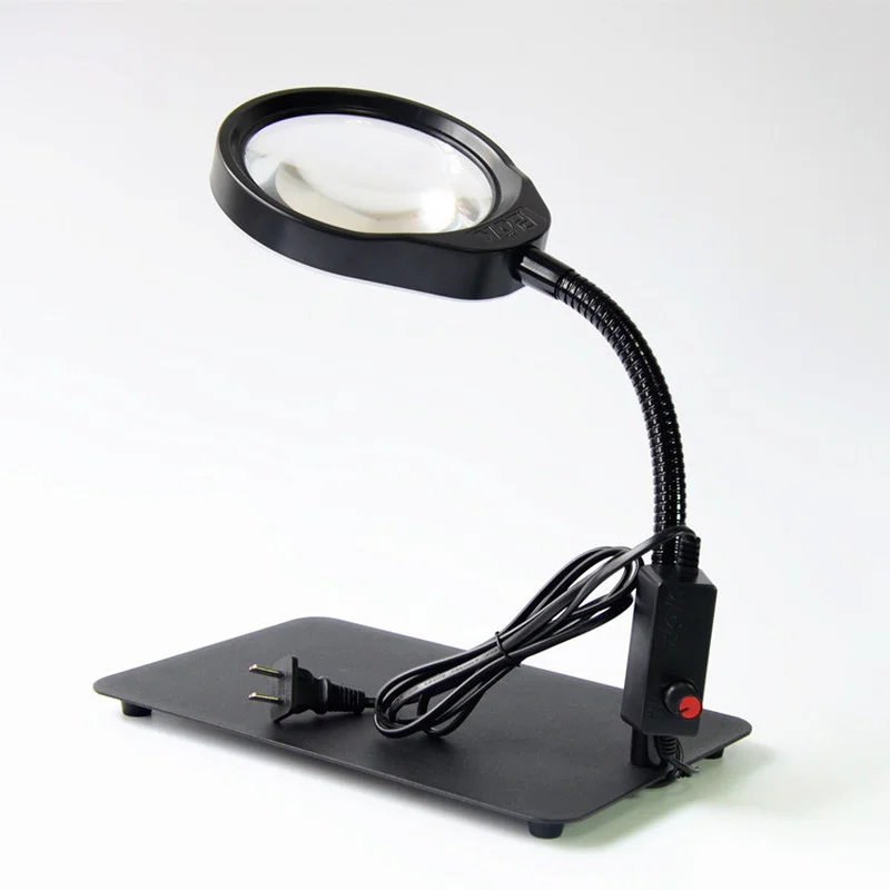 5X LED Light Magnifier Stand Table Magnifier PCB Magnifier Large Magnifying Glass with Light for Reading Repair The Motherboard