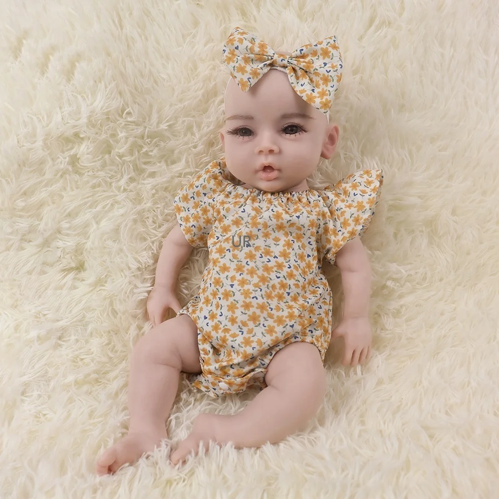 Soft 18.5 Inch Long Reborn Boy and Girls Twins Full Solid Silicone Reborn Baby Twins Doll Realistic 1:1 Ratio 7Lbs Weight