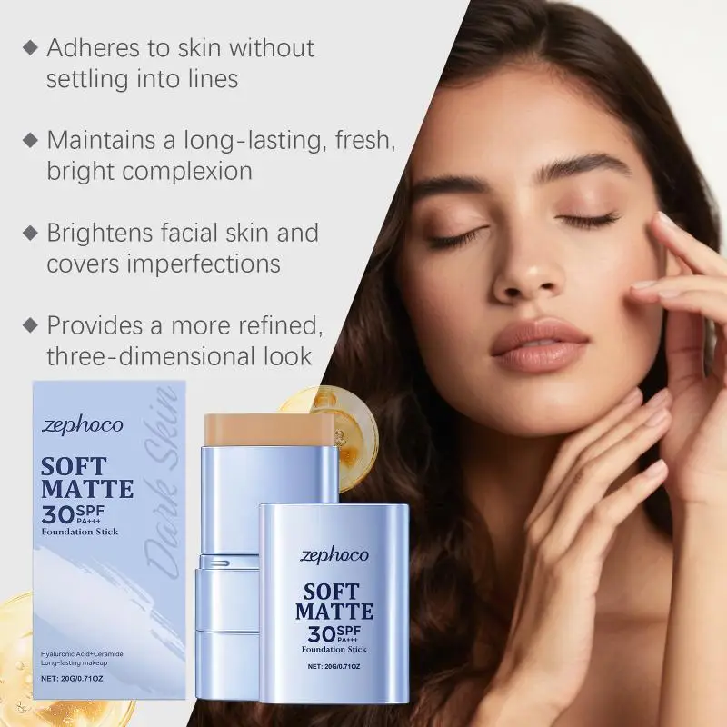 Matte Foundation Stick Lightweight Two In One Buildable Coverage Long Lasting Finish Dewy Radiant Skin Day To Night