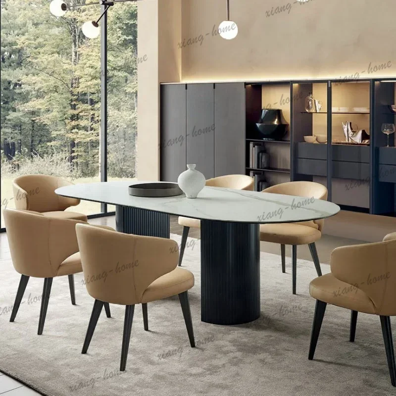 Modern and Stylish Restaurant Furniture, Long-lasting, Oil Stain Resistant, Oval Solid Wood Dining Table for Hotel Restaurant