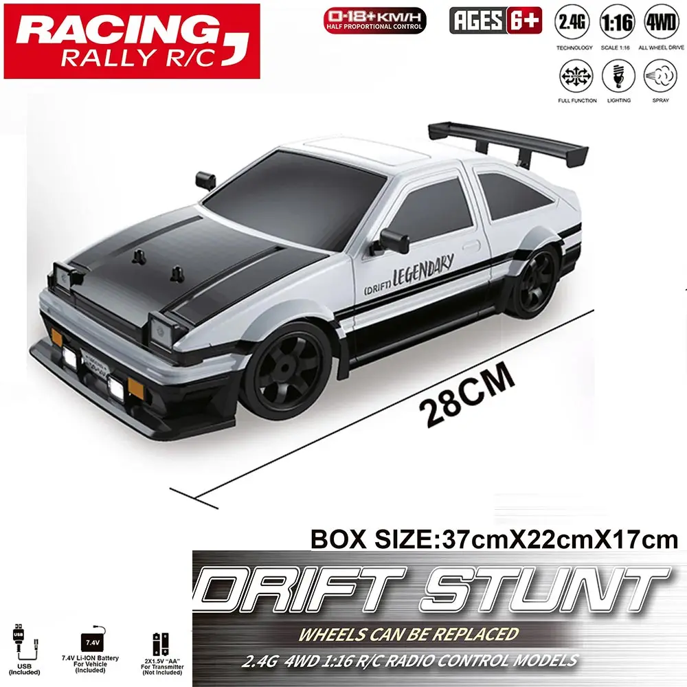 4WD RC Drift Car Remote Control GTRPRO AE86PRO Model 4x4 Racing RTR Radio Truck Vehicle Toy Gift for Boy Girl Children Kid Adult