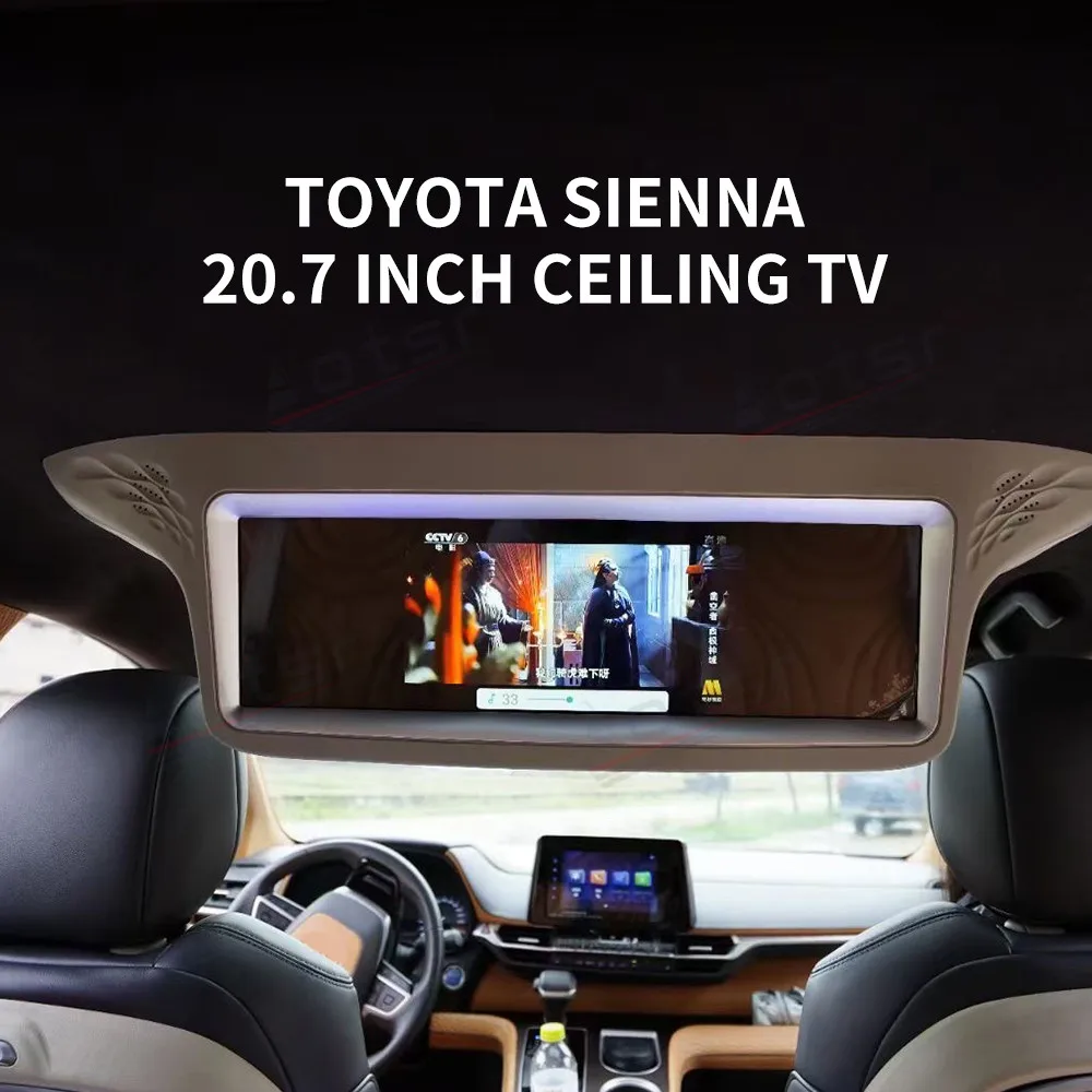 Android 10 Car Monitor 20.7 Inch LCD Screen 1920P Car Video Players Auto Ceiling TV For Toyota Sienna Roof Mount Display HDMI FM