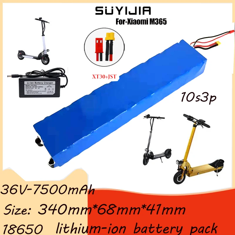 Original 36V 7.5Ah Battery Pack for Xiaomi M365 36V 7500mAh Batteries Electric Scooter W/ BMS Board High Power 18650 Cells