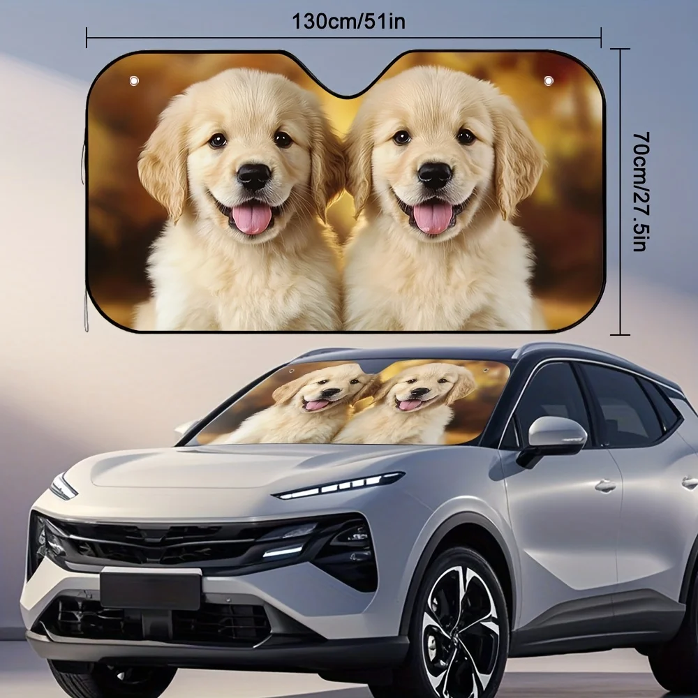 1pc Golden Retriever Puppies Car Sun Visor - Quick Drying, Water Repellent, Weather-Ready Vehicle Accessory For Open Top Cars, I