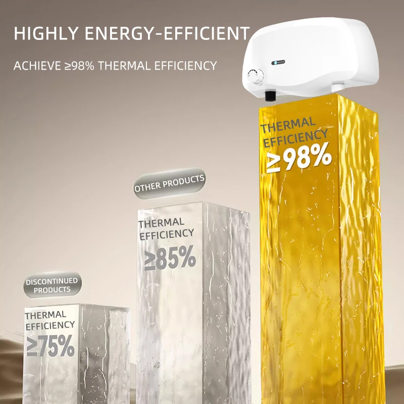 سخان مياه فوري 3500 وات، درجة حرارة ثابتة، سخان مياه كهربي، تركيب سريع مع عرض درجة الحرارة للاستخدام المنزلي