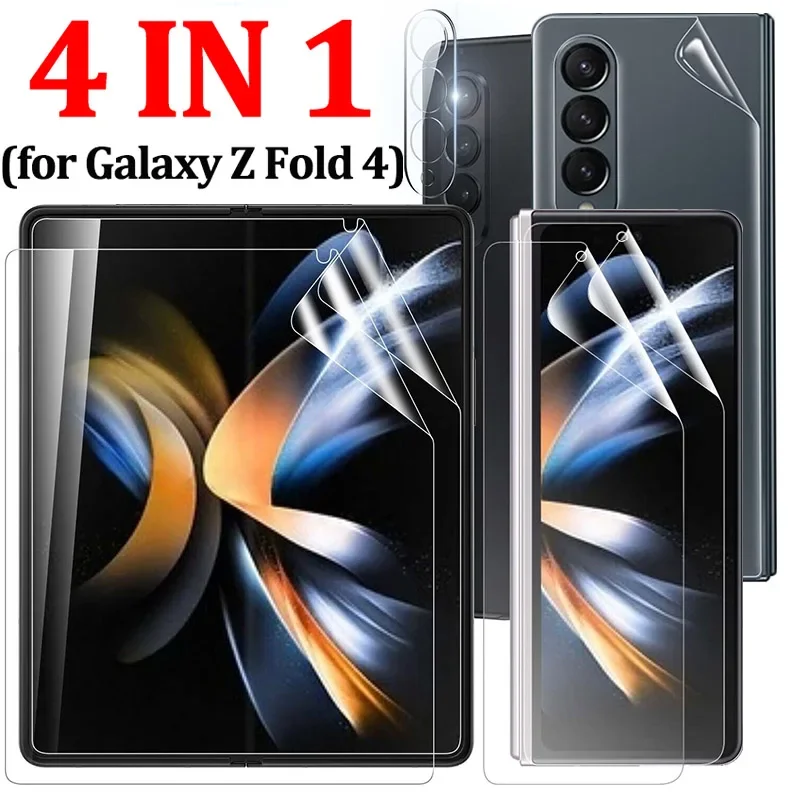 For Samsung Galaxy Z Fold 4 Back Front Soft Hydrogel Film 4 In 1Tempered Glass Camera Lens HD Protector for Galaxy Z Fold4 5G