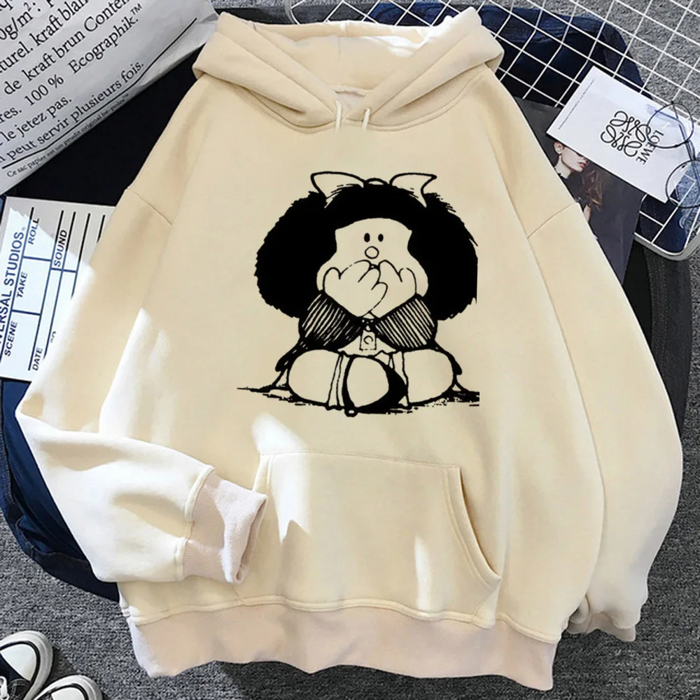 

Женские толстовки Mafalda y2k, эстетическая одежда 2023, пуловер, Женский кавайный капюшон