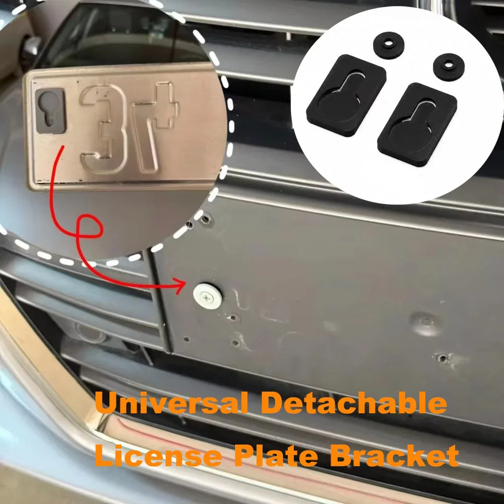 2 Stück universelle, abnehmbare Kennzeichenhalterung aus Kunststoff mit Schnellverschluss für die erste Montage und Demontage, Auto-Außenzubehör – Detail 1