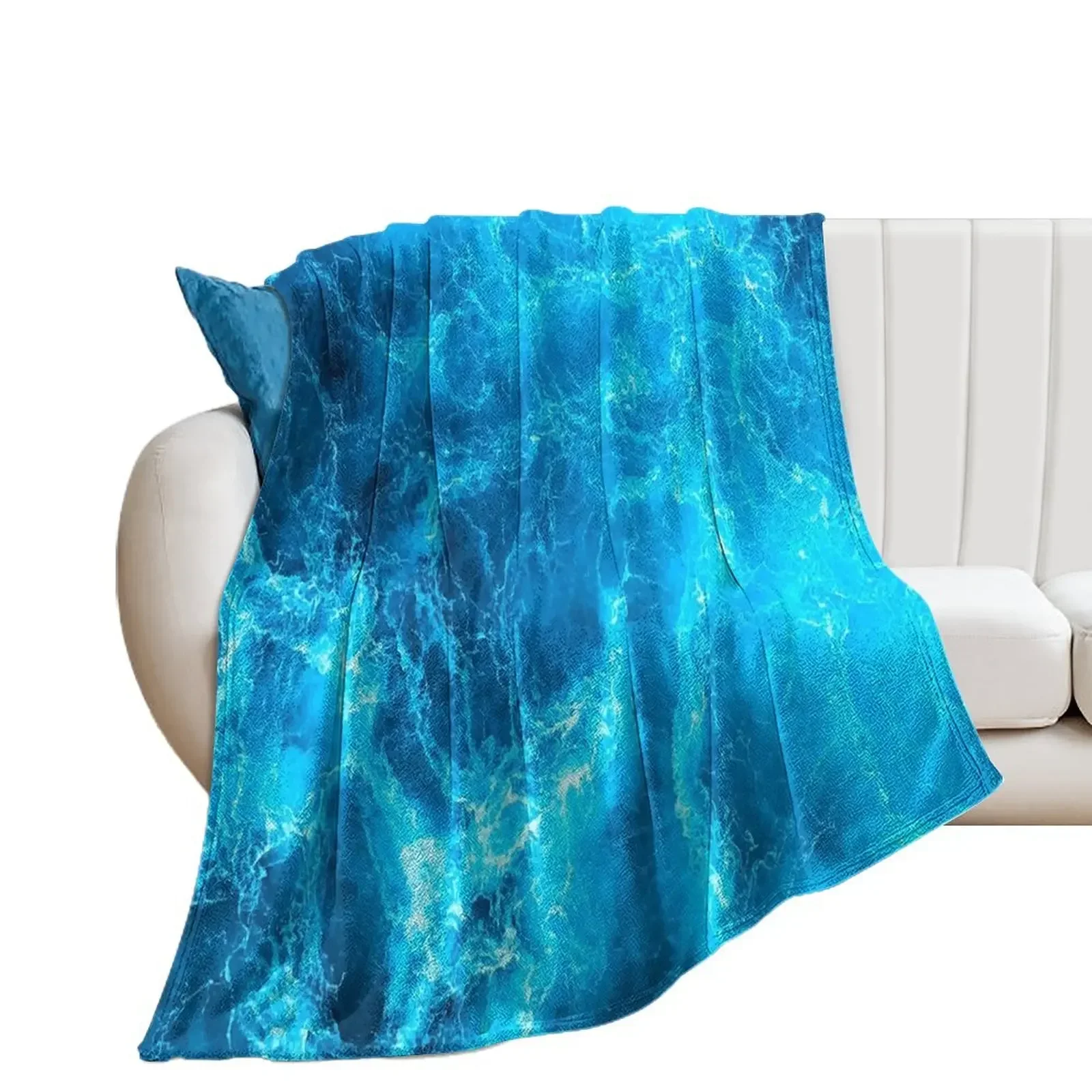 Blue Ocean Waves Throw Blanket Retros Flannel Blankets