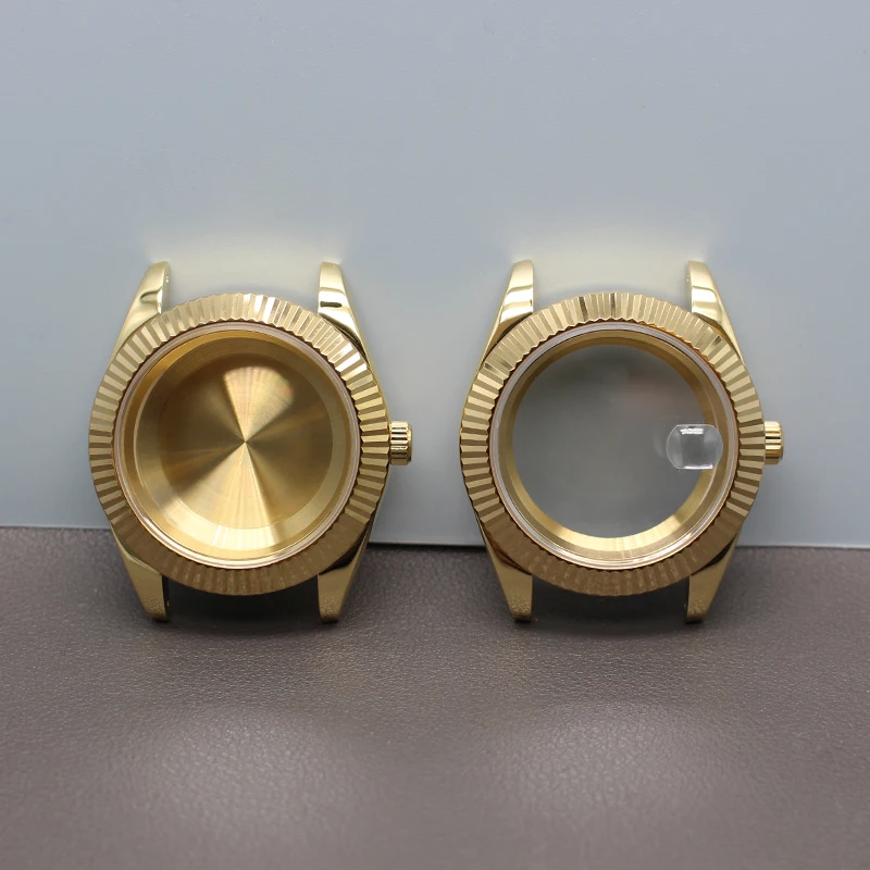 

Fluted Curved 36mm 39mm PVD Gold Watch Case Sapphire Crystal For Seiko NH35 NH36 NH38 NH34 Miyota 8215 Movement 10ATM Waterproof