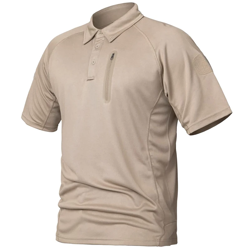 2026 New Men's Short Sleeve Polo Shirts Summer Tactical Polo with Zip Pocket Outdoor Hiking Golf Shirt Big Plus Size USA Size