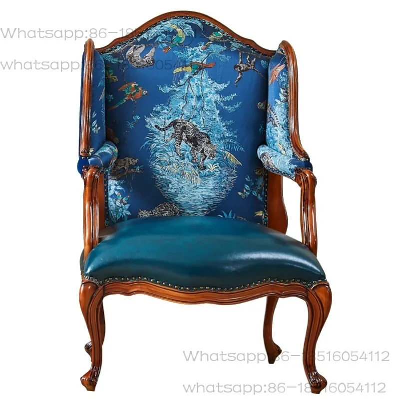 

Стул для отдыха в европейском стиле, стул для переговоров, американский диван из цельного дерева, кожаный стул с тигром, кабинет, офисный компьютер