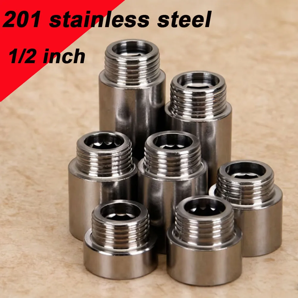 

201 Stainless Steel 1/2" hexagonal Extension Joint Internal/external Thread Fittings Adapter Joint Thickened Thread Fittings