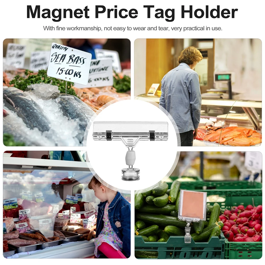4pcs Transparent Magnet Clip Price Tag Holder Retail Store Display Chalkboard Clips Label Magnetic Racks Sale Signs