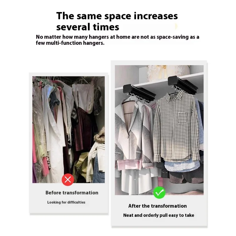 Telescopic Clothe Hanging Rod Hanging Clothes and Trousers in Home Wardrobe Multi-functional Storage and Pull-out Clothes Hanger