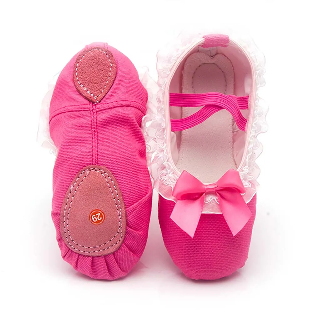 Kid Lace Bow-knot Canvas Soft Sole Ballet Shoes Girls Children Ballet Dance Shoes Women Adult Ballet Slippers Cat claw Shoes