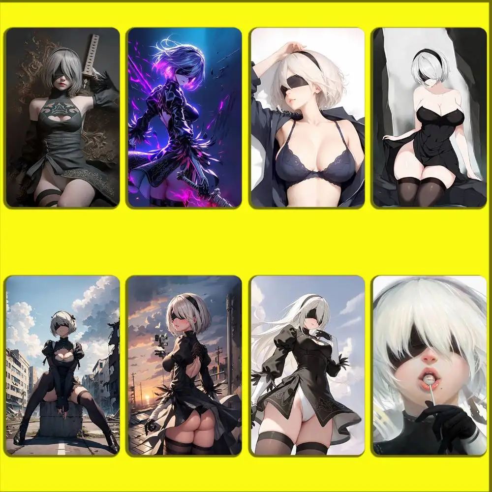 

Game N-NieR Automata 2B Card Stickers For Debit Bank Credit Cards Metro Bus Pass Sticker Decoration Cover Skin