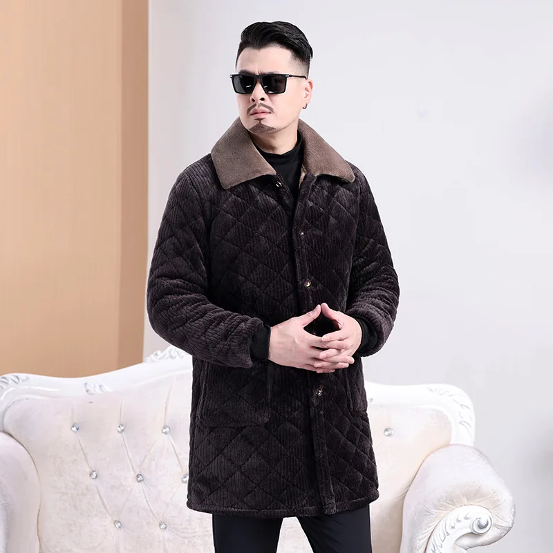 مريلة عمل من القطن من Thiened معطف شتوي دافئ Fce للمطبخ جيليه خط طويل بزر واحد للإغلاق من ألياف البوليستر