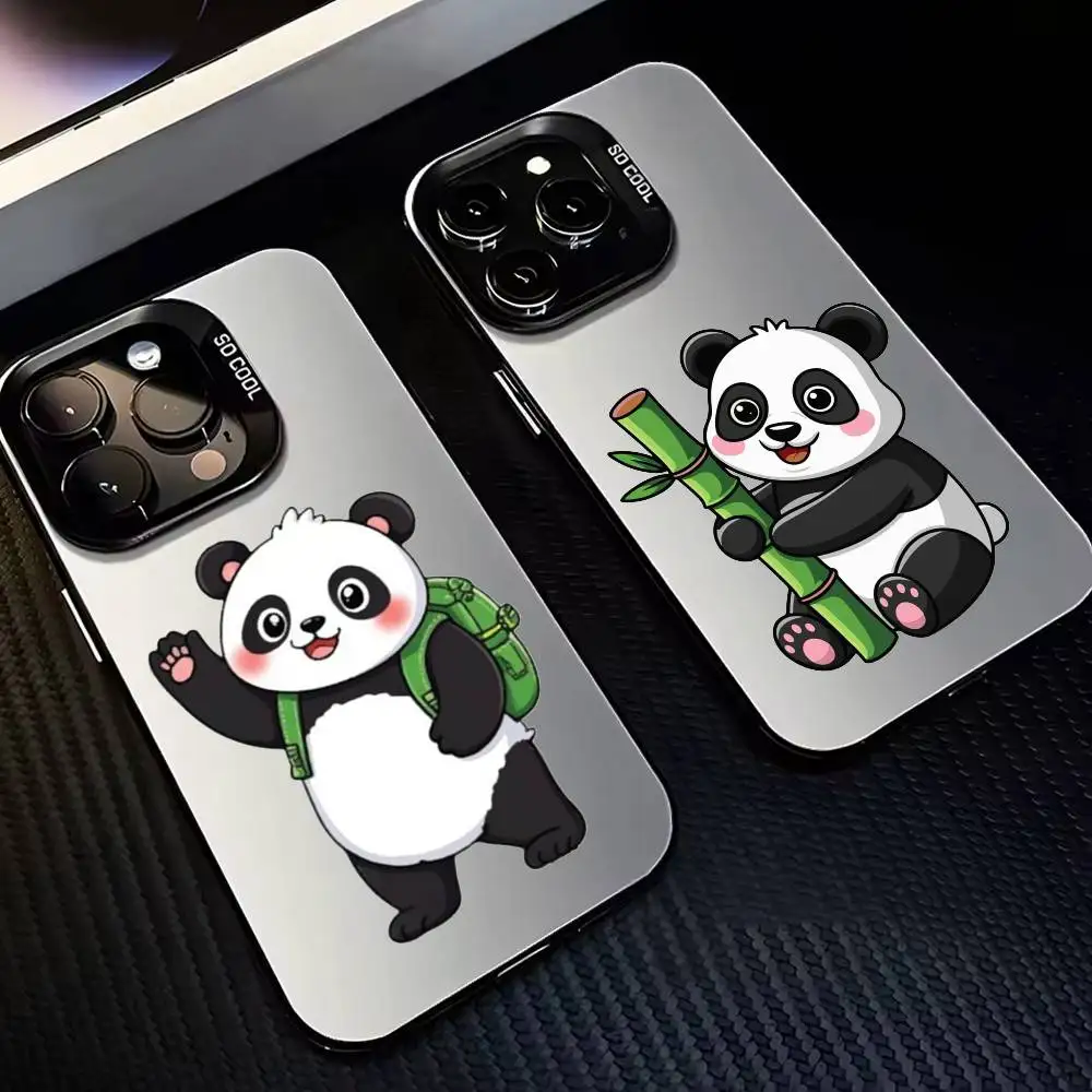 

Cartoon cute panda Phone Case For iPhone 17,16,15,14,13,12,11 Plus,Pro Max,XS,Colorful Silver Black Cover