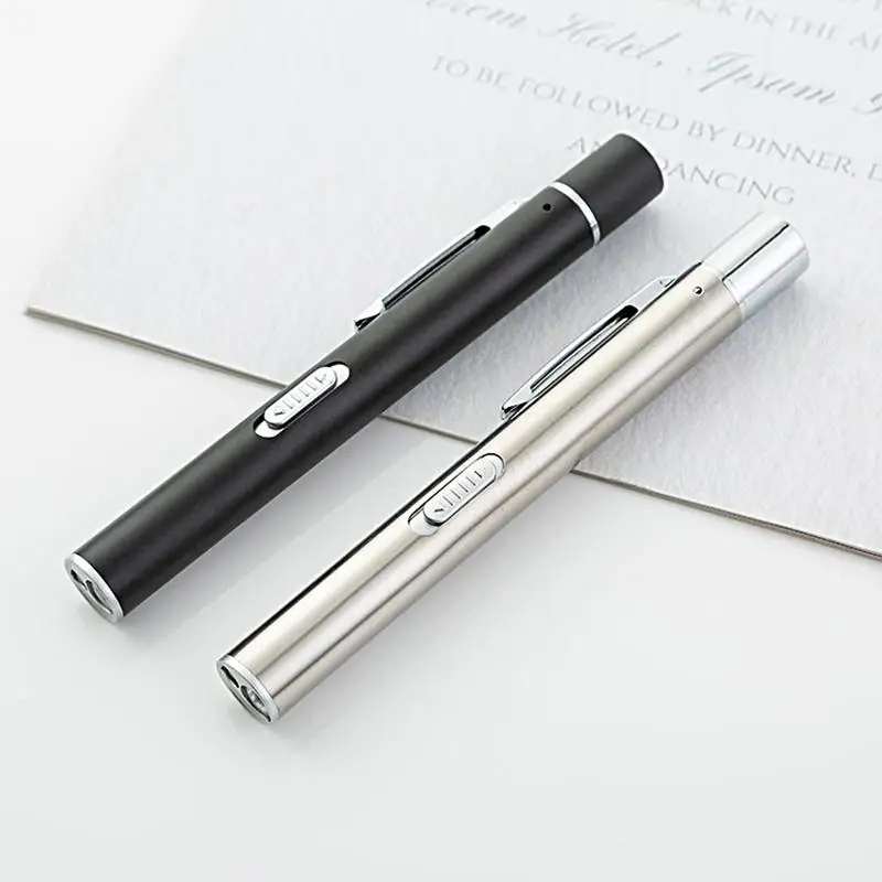 USB Rechargeable Medical Handy Pen Light Mini Nursing Flashlight LED Torch Lamp With Stainless Steel Clip Pocket Led Flashlight