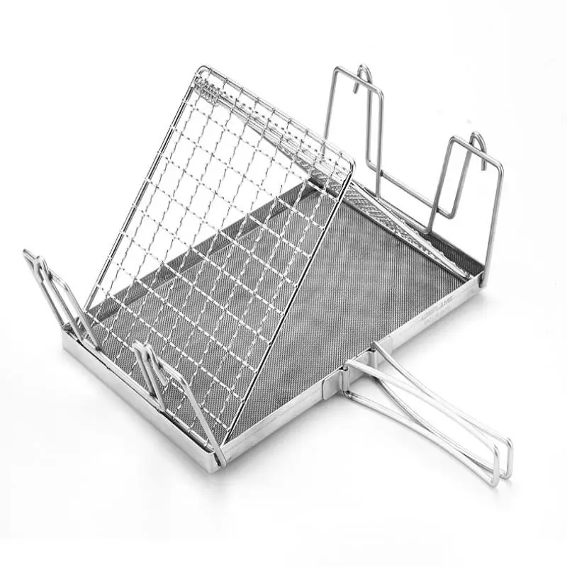 رف محمصة محمولة قابلة للطي من الفولاذ المقاوم للصدأ، رف سلكي للخبز متعدد الاستخدامات للتخييم والتنزه والنزهات #5