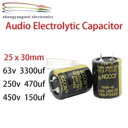 63v 3300uf 250v 470uf 450v 150uf  25x30mm 2pcs black Audio Electrolytic Capacitor For Hifi Amplifier Low