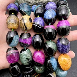 19x22MM 17PCS Large Multicolor Agates Quartz Barrel Nugget Focus Beads For DIY Jewelry Making