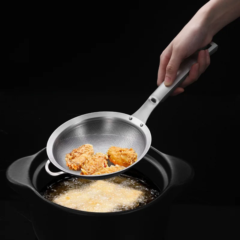 304 Stainless Steel Fine Mesh Strainer Household Skimmer Spoon Soy Milk Oil Residue Flour Sifter Juice Filter Kitchen Food Filte