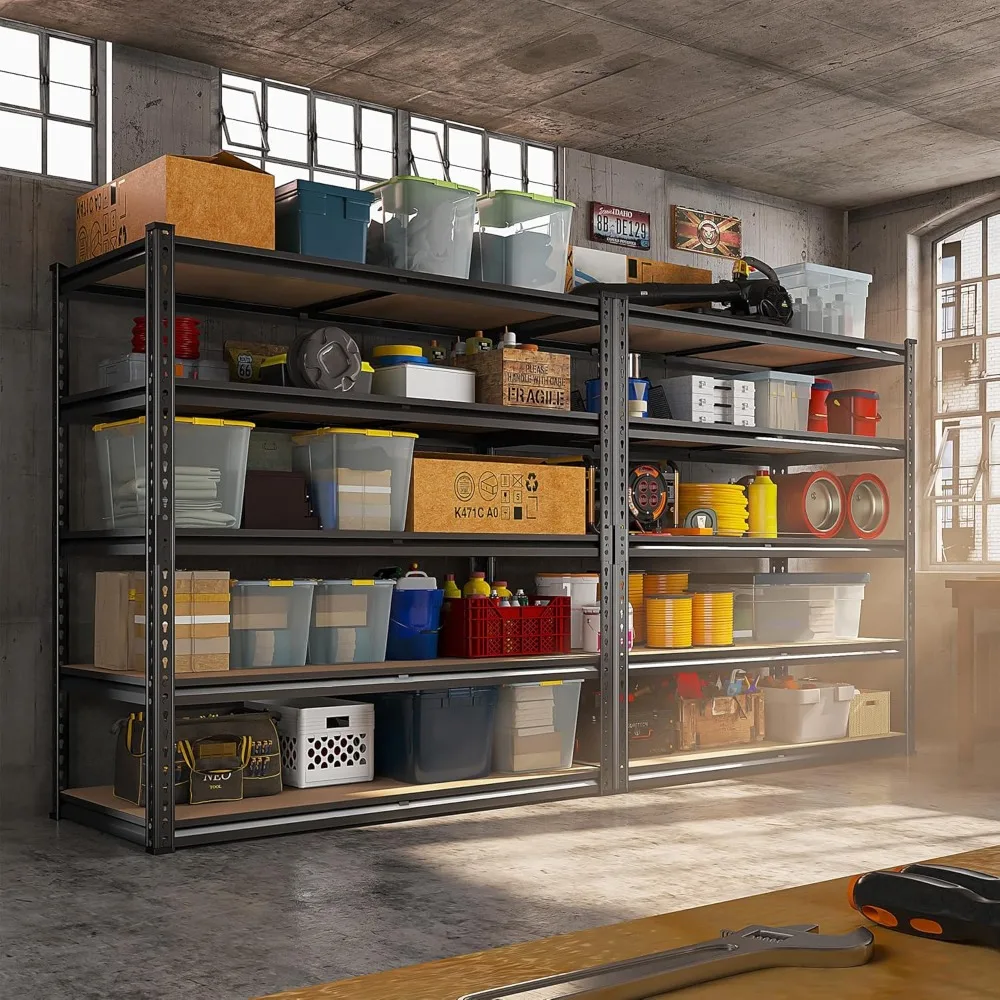 أرفف تخزين معدنية شديدة التحمل مكونة من 5 طبقات قابلة للتعديل بسعة 2500 رطل، 72 مرتفعة، 40 واسعة، مثالية لتنظيم المرآب والمخزن #2