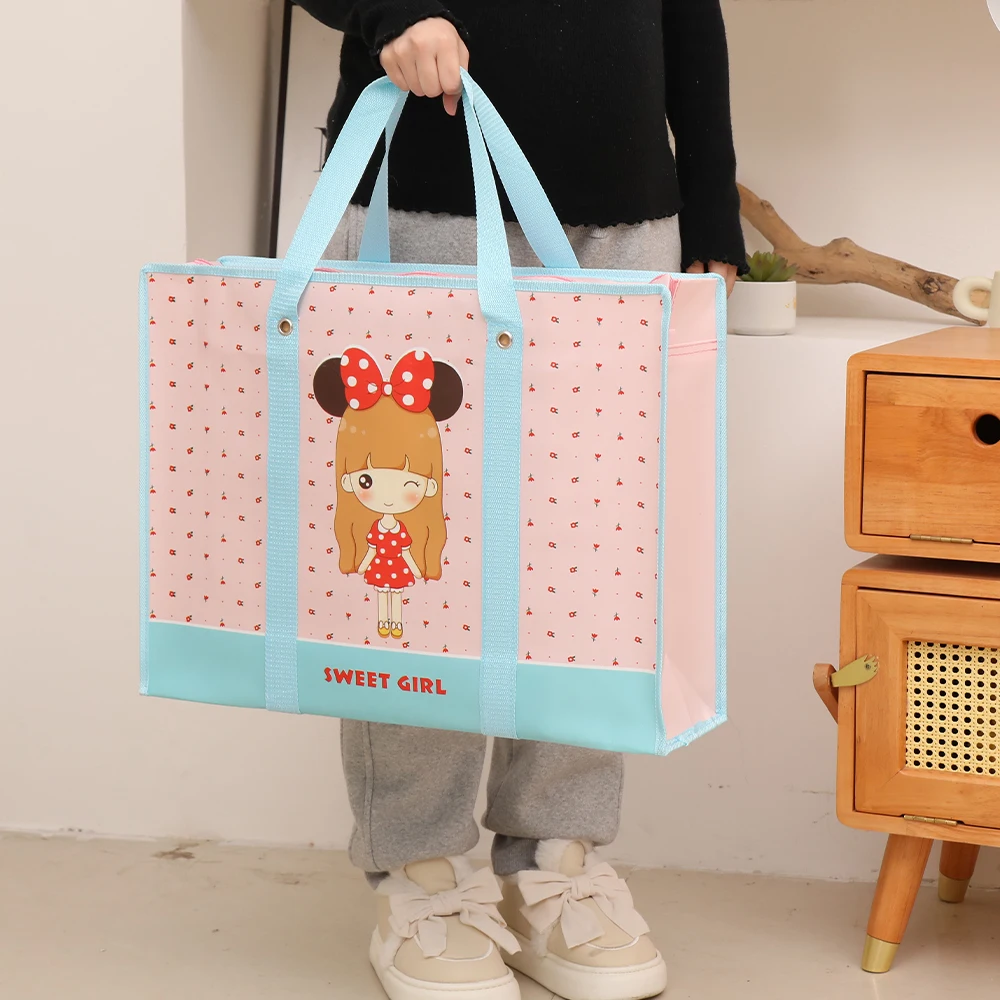Tragbare Cartoon Vlies Quilt Aufbewahrung tasche große Kapazität wasserdichte Reise Shopping-Paket Spielzeug Organisation gefaltete Tasche – Detail 7
